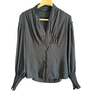 SCARLET DARKNESS | Black Victorian Style Steampunk Button down Blouse | Large